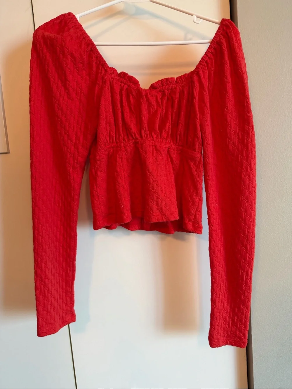 Free People Scarlet Textured Peasant Blouse